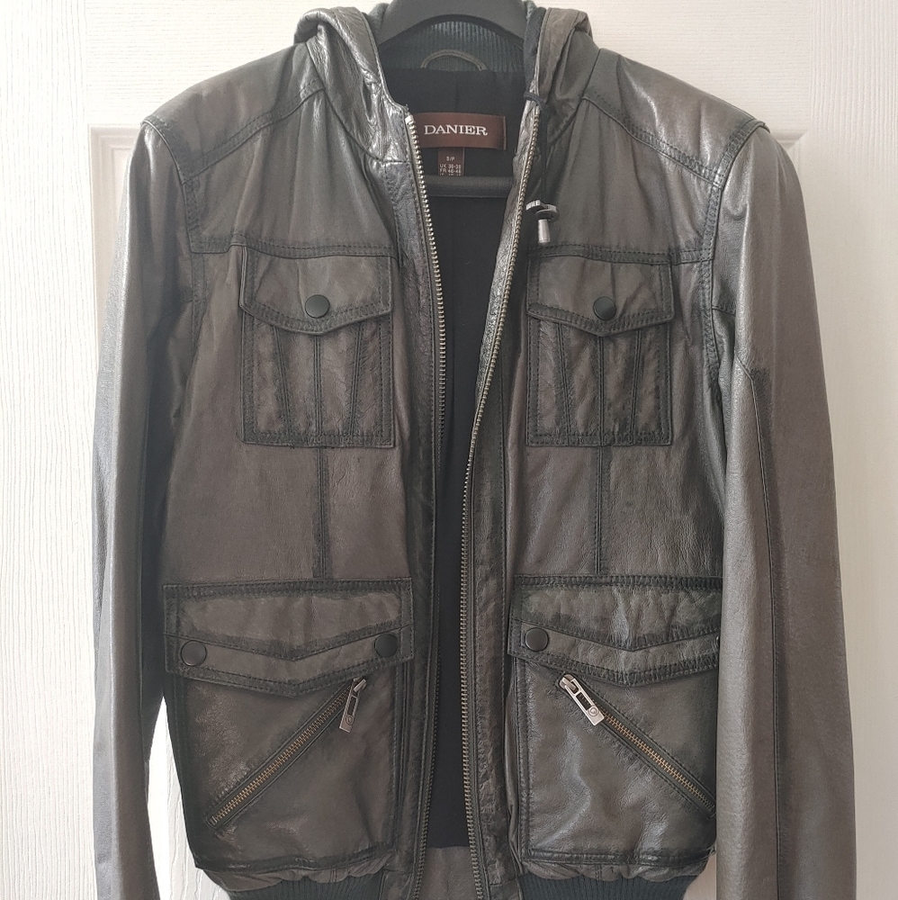 Men's Danier Leather Hooded Leather Jacket - Sz Sm